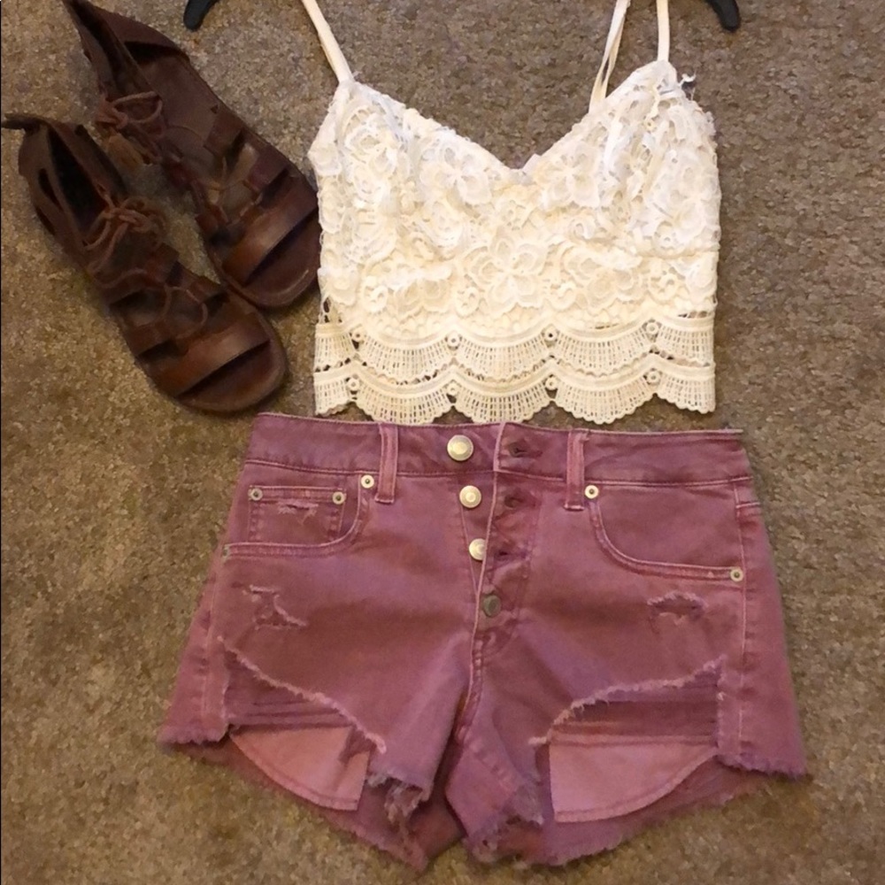 LA Hearts Lace Crop Top